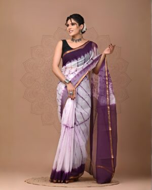 Burnt Orange Zari Border Cotton Silk Saree