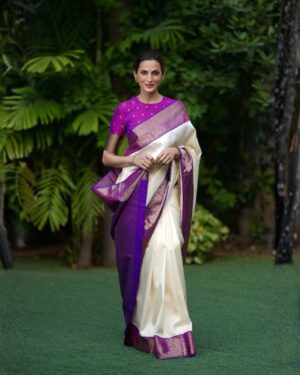 Pastel Organza Hand-Painted Designer Saree