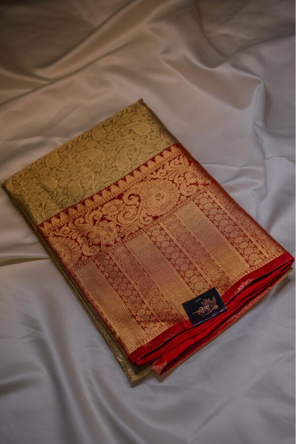 Seetha’s Golden & Red Semi Silk Tissue Saree