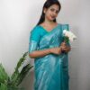 Seetha's Ocean Turquoise Kanjivaram Soft Silk Saree
