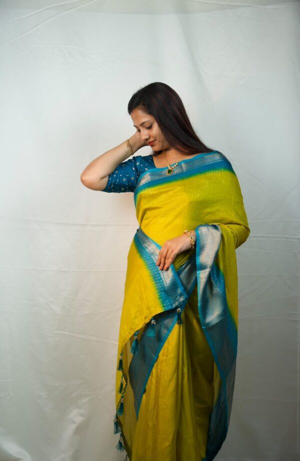 Seetha's Lime Green Fancy Pure Viscose Saree