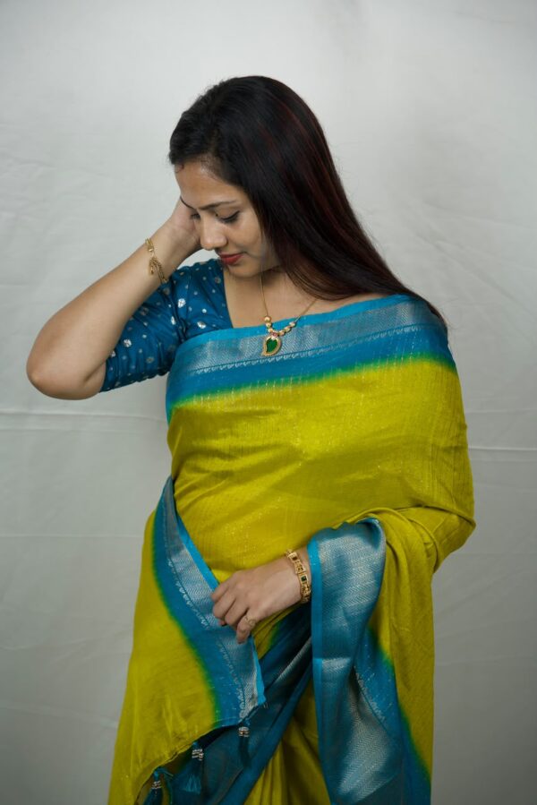 Seetha's Lime Green Fancy Pure Viscose Saree