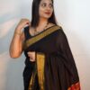 Seetha's Midnight Black Mul Mul Cotton Saree