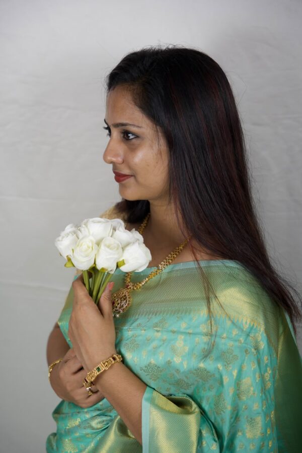 Seetha's Sea Green Kanjivaram Tissue Silk Saree