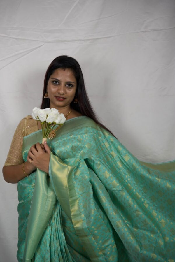 Seetha's Sea Green Kanjivaram Tissue Silk Saree