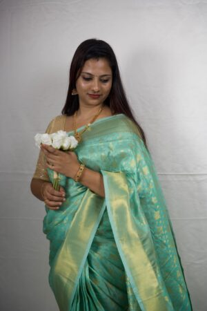 Seetha's Sea Green Kanjivaram Tissue Silk Saree