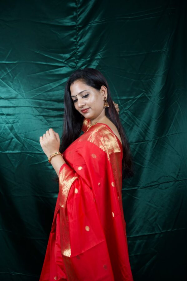 Seetha's Crimson Scarlet Katan Silk Saree