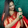 Seetha's Crimson Scarlet Katan Silk Saree