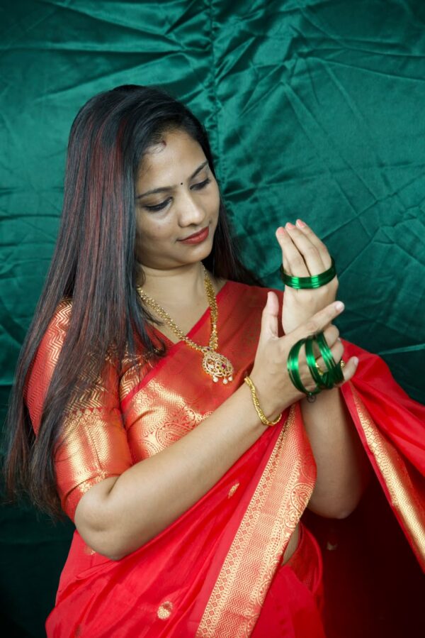 Seetha's Crimson Scarlet Katan Silk Saree