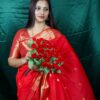 Seetha's Crimson Scarlet Katan Silk Saree