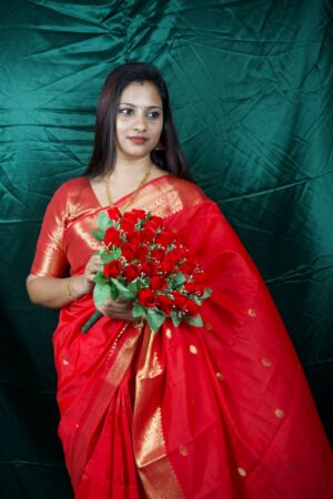 Seetha's Crimson Scarlet Katan Silk Saree