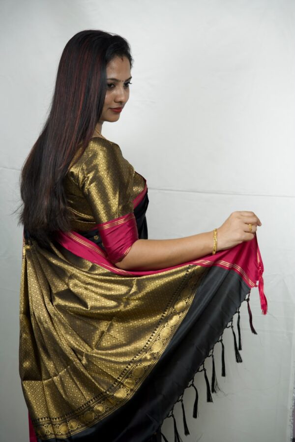 Seetha's Midnight Black Banarasi Soft Silk Saree