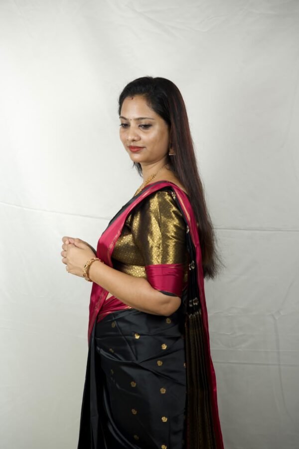 Seetha's Midnight Black Banarasi Soft Silk Saree