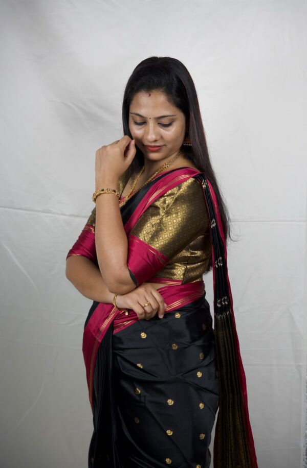 Seetha's Midnight Black Banarasi Soft Silk Saree