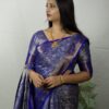 Seetha's Royal Slate Grey Brocade Silk Saree