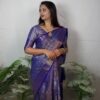 Seetha's Royal Slate Grey Brocade Silk Saree