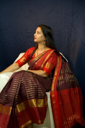 Seetha's Majestic Deep Wine Semi Kaanchivaram Silk Saree