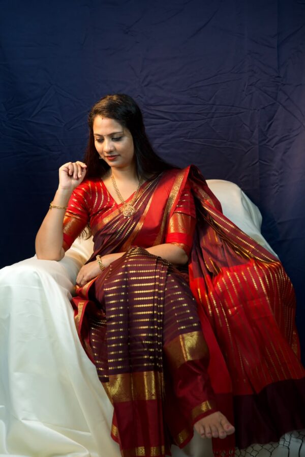 Seetha's Majestic Deep Wine Semi Kaanchivaram Silk Saree