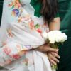 Seetha's Breezy White Floral Linen Cotton Saree