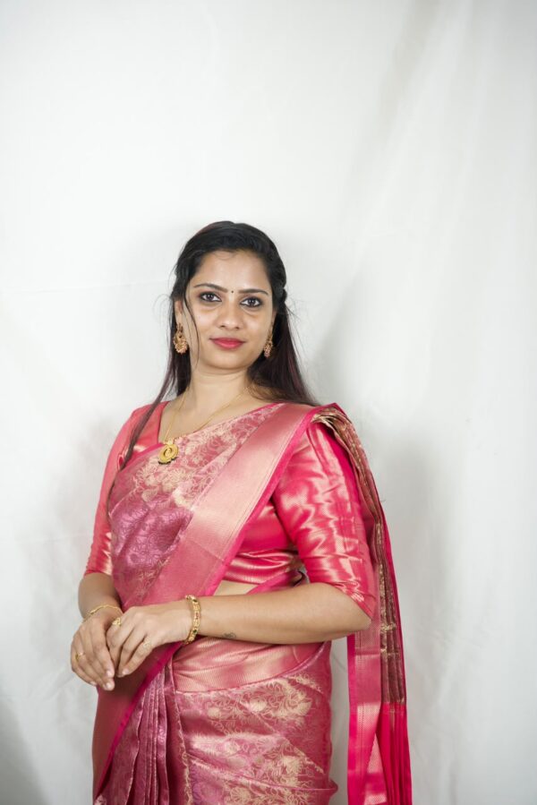 Seetha's Elegant Rose Pink Tissue Banarasi Saree