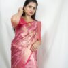 Seetha's Elegant Rose Pink Tissue Banarasi Saree