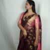 Seetha's Deep Plum Soft Silk Saree with Rose Gold Accents
