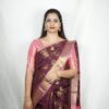 Seetha's Deep Plum Soft Silk Saree with Rose Gold Accents
