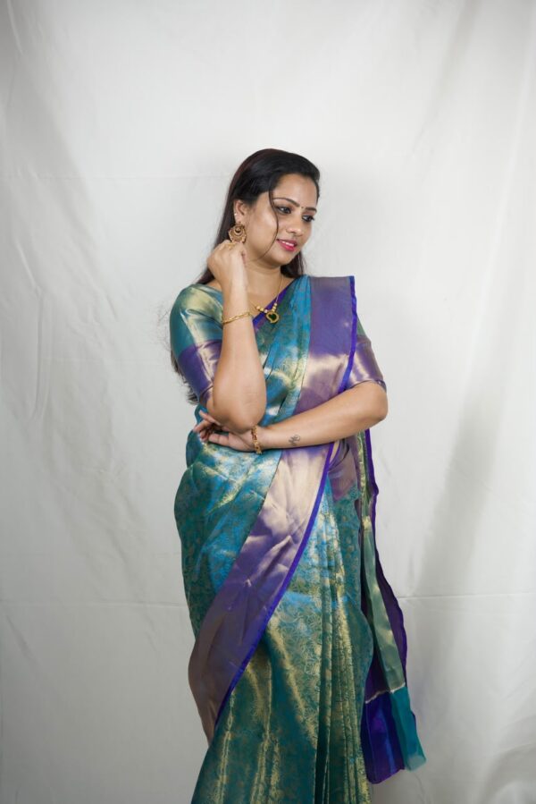 Seetha's Royal Blue Tissue Banarasi Saree