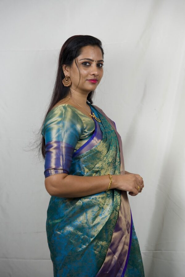 Seetha's Royal Blue Tissue Banarasi Saree