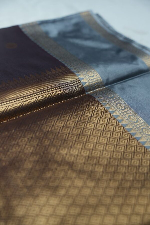 Seetha Black Soft Silk Saree with Grey Zari Border