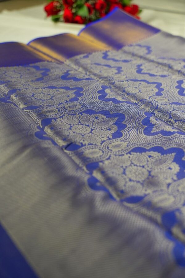 Seetha's Royal Slate Grey Brocade Silk Saree