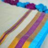 Seetha’s Pure Mul Cotton Saree with Striped Zari & Multi-Color Tassels