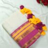 Seetha’s Pure Mul Cotton Saree with Traditional Woven Zari Border & Dual Tassels